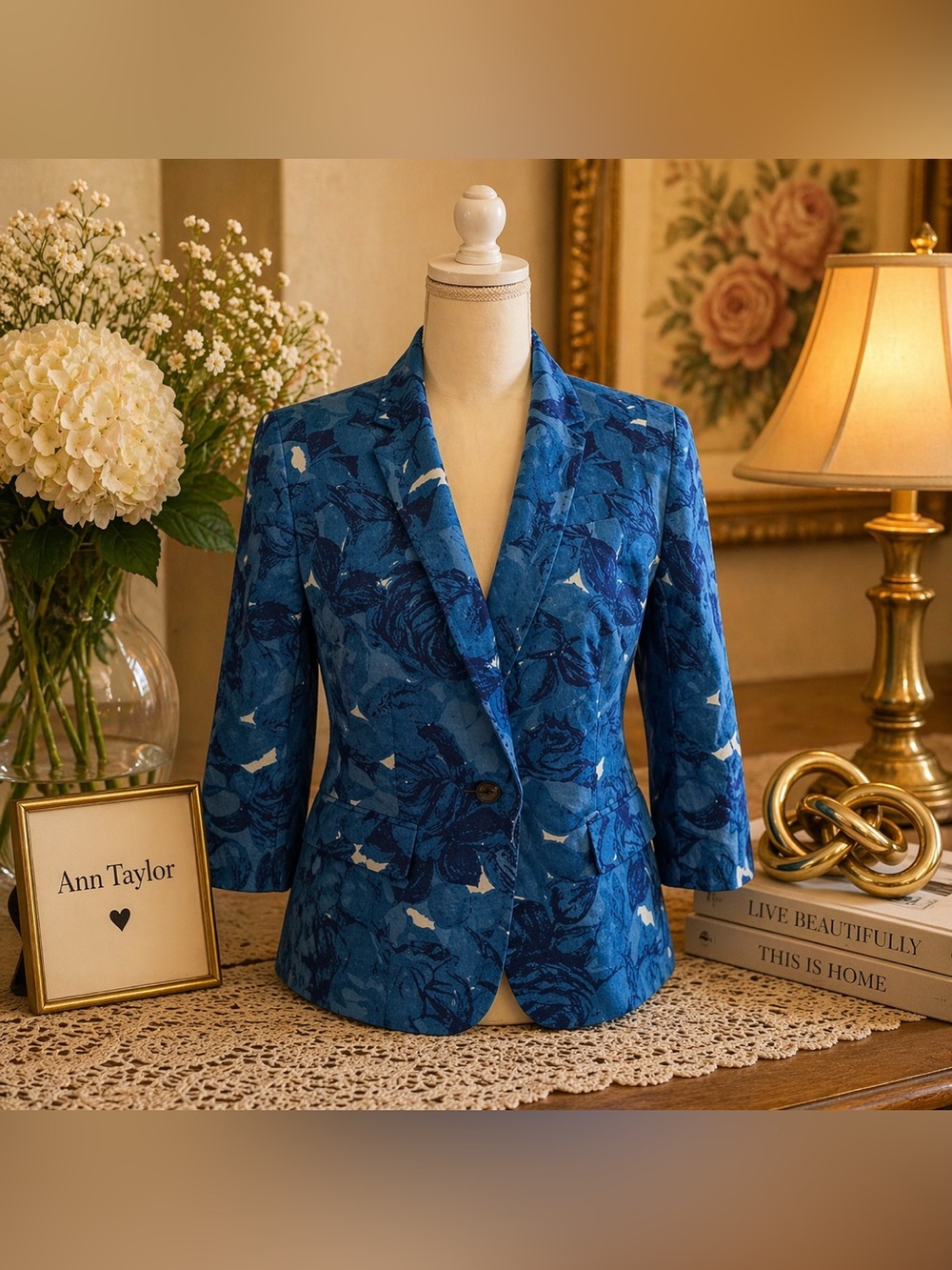 Ann Taylor Blue Floral Blazer